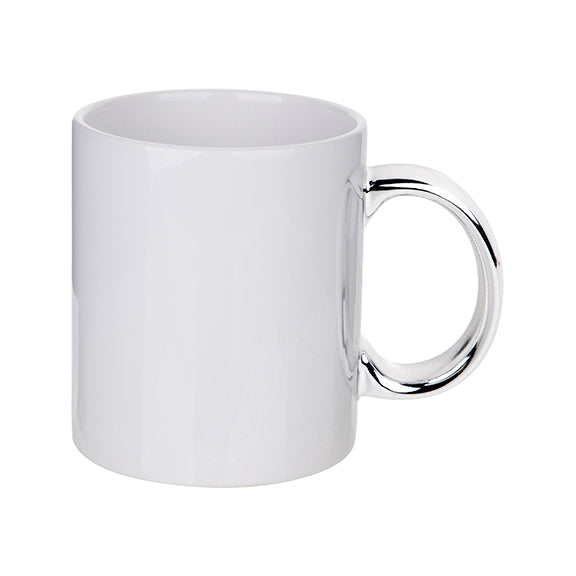Taza de Cerámica con Asa Plateada 11 oz para Sublimación
