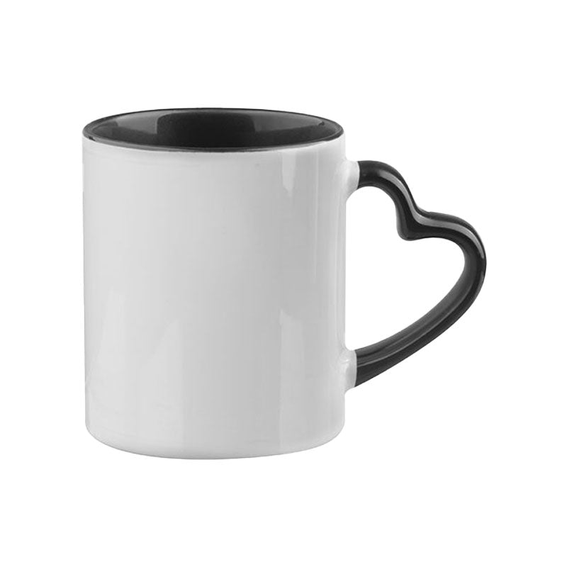 Taza Blanca con Asa de Corazón para Sublimación – 11 oz