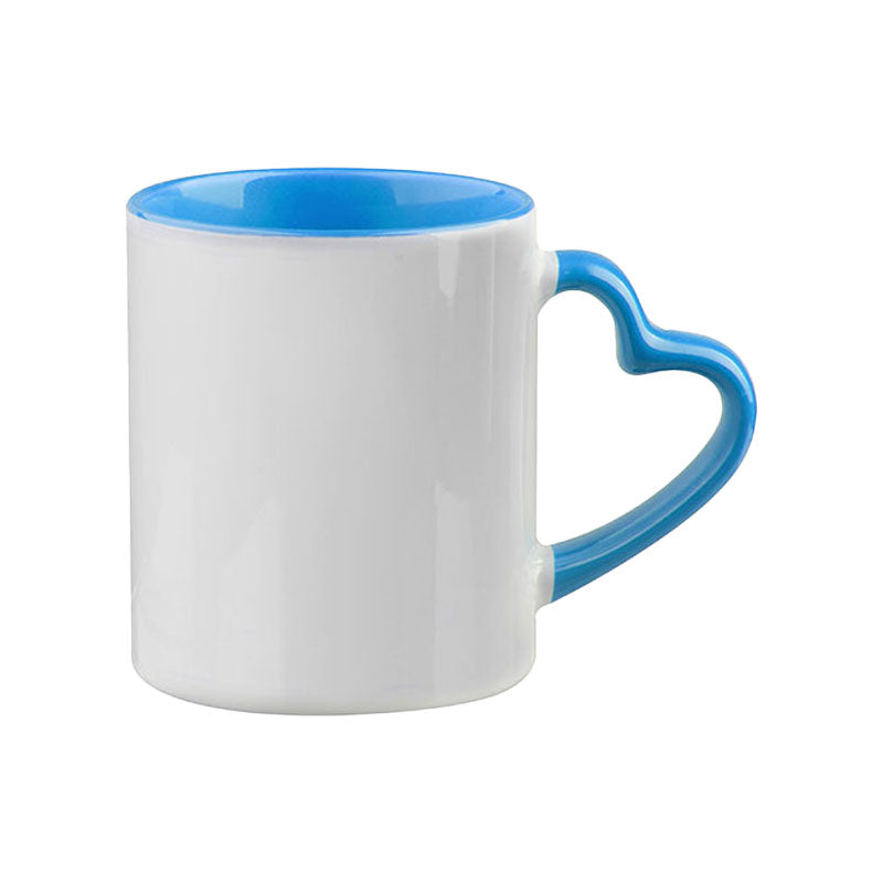 Taza Blanca con Asa de Corazón para Sublimación – 11 oz