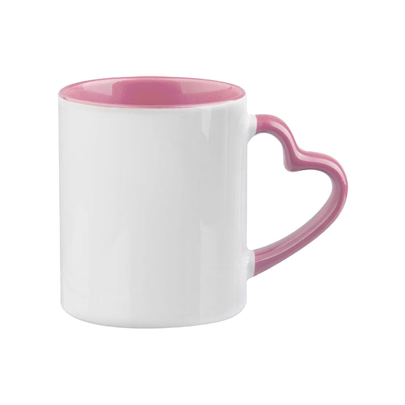 Taza Blanca con Asa de Corazón para Sublimación – 11 oz
