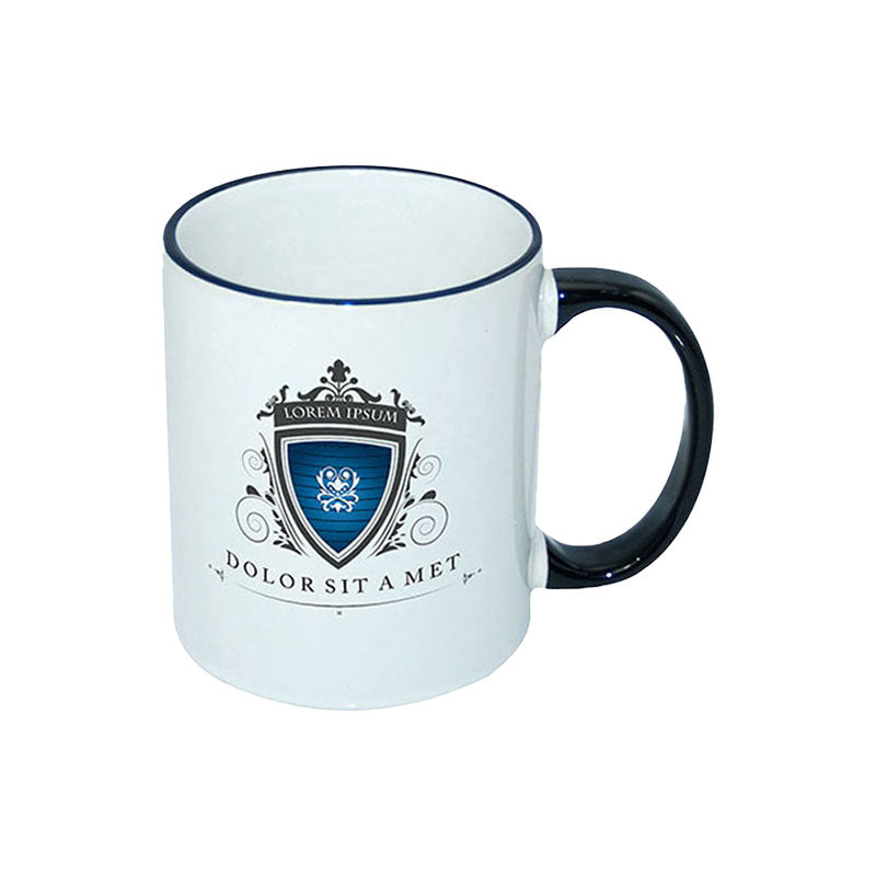 Taza Blanca para Sublimación con Asa y Borde de Color – 11 oz