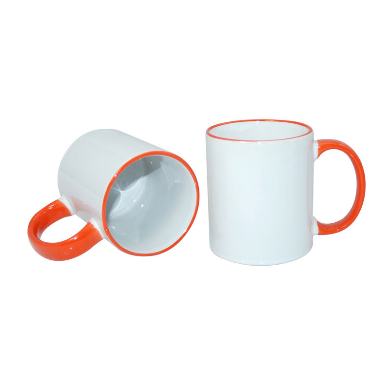 Taza Blanca para Sublimación con Asa y Borde de Color – 11 oz
