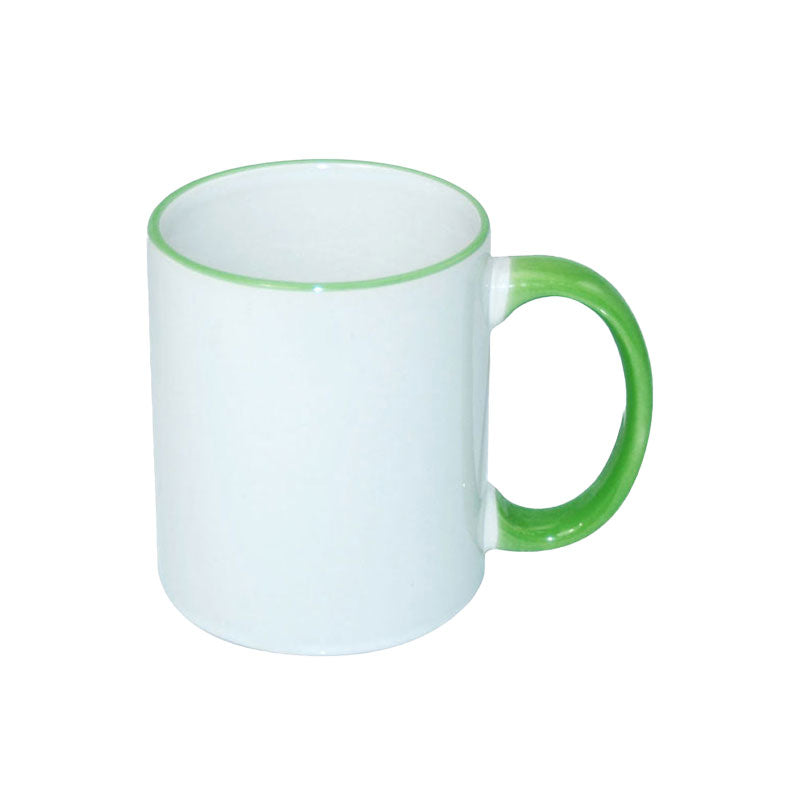 Taza Blanca para Sublimación con Asa y Borde de Color – 11 oz