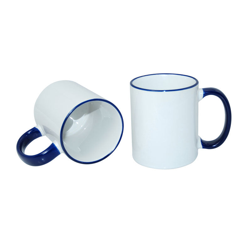 Taza Blanca para Sublimación con Asa y Borde de Color – 11 oz