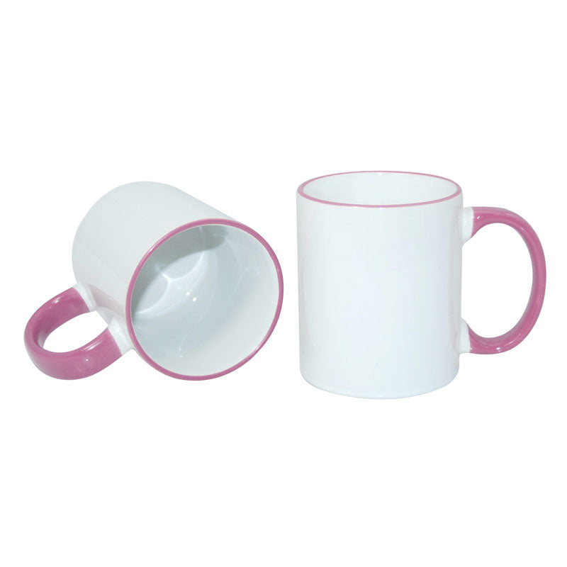 Taza Blanca para Sublimación con Asa y Borde de Color – 11 oz