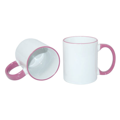 Taza Blanca para Sublimación con Asa y Borde de Color – 11 oz