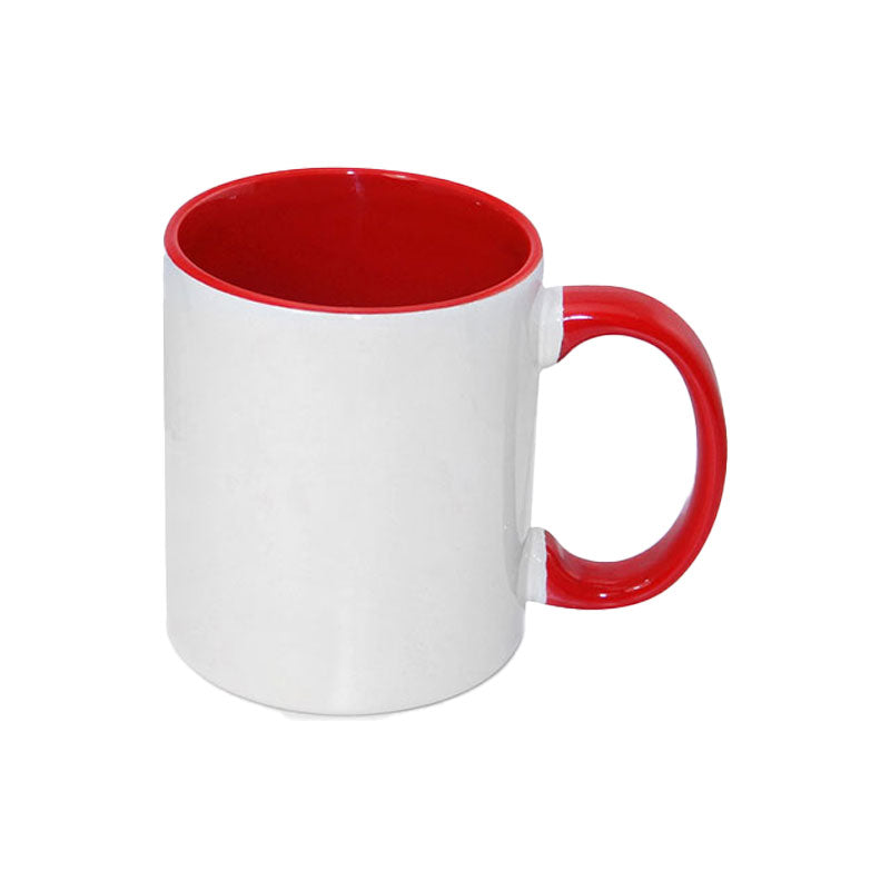 Taza Blanca para Sublimación con Interior y Asa de Color – 11 oz