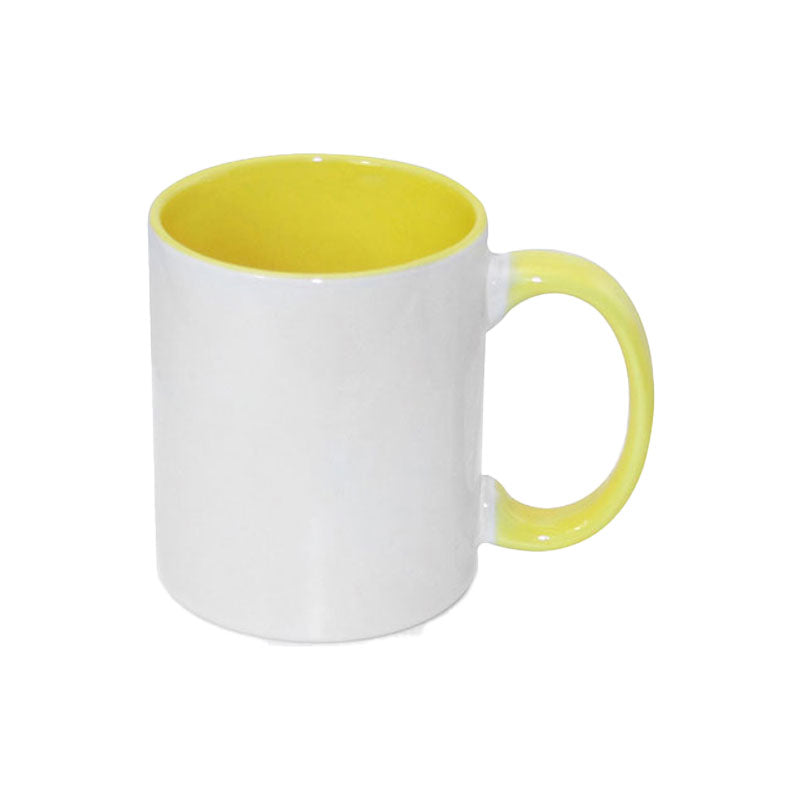 Taza Blanca para Sublimación con Interior y Asa de Color – 11 oz