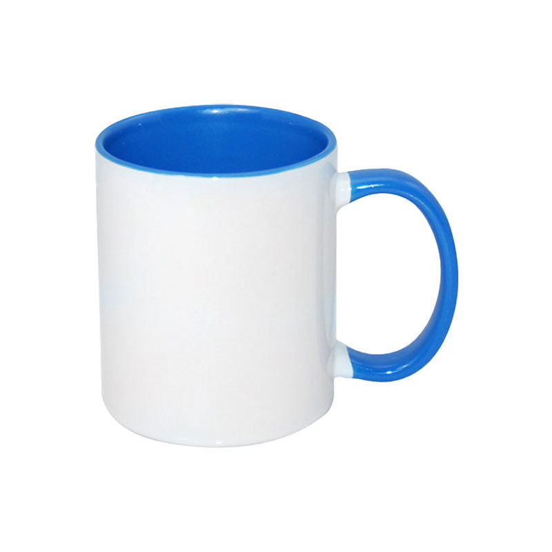 Taza Blanca para Sublimación con Interior y Asa de Color – 11 oz