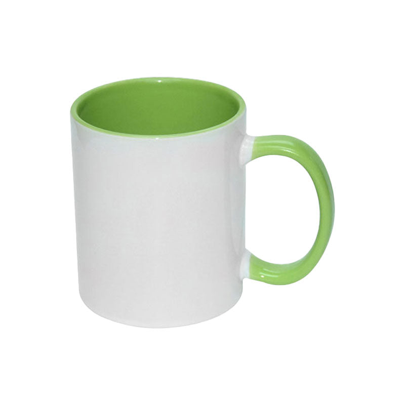 Taza Blanca para Sublimación con Interior y Asa de Color – 11 oz