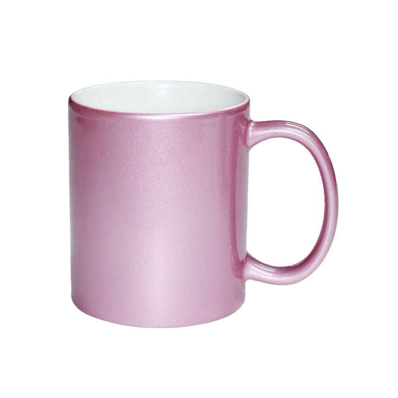 Taza Brillante Metalizada Rosa para Sublimación – 11 oz