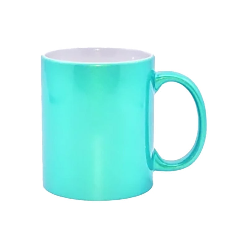 Taza Brillante Metalizada Verde Claro para Sublimación – 11 oz