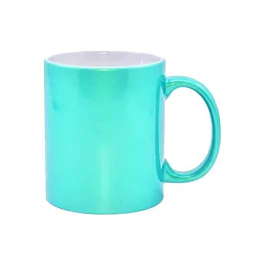 Taza Brillante Metalizada Verde Claro para Sublimación – 11 oz