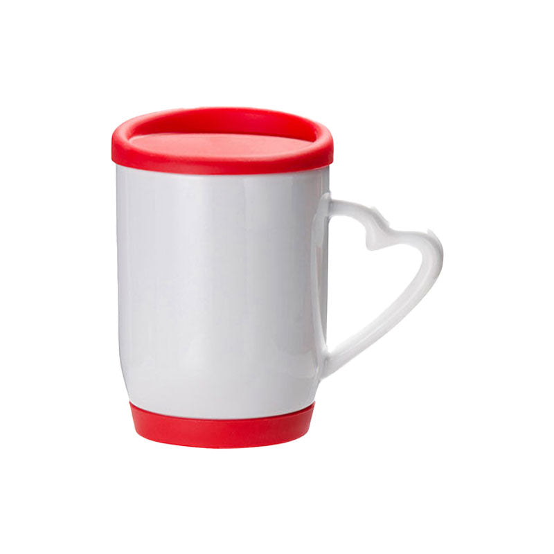Taza 12 oz / 360 ml con Tapa y Base de Silicón Roja para Sublimación
