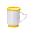 Taza 12 oz / 360 ml con Tapa y Base de Silicón Amarilla para Sublimación