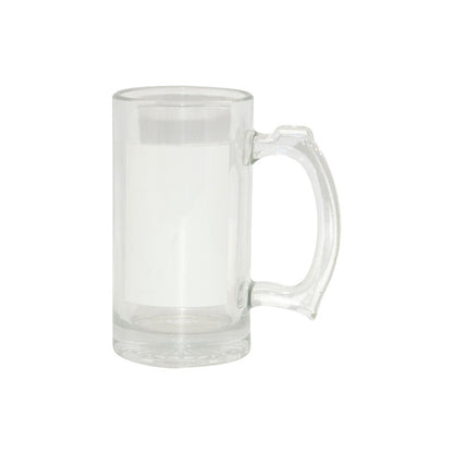 Jarra de Cerveza de Cristal para Sublimación con Parcho – 16 oz (7.8 × 16 cm)