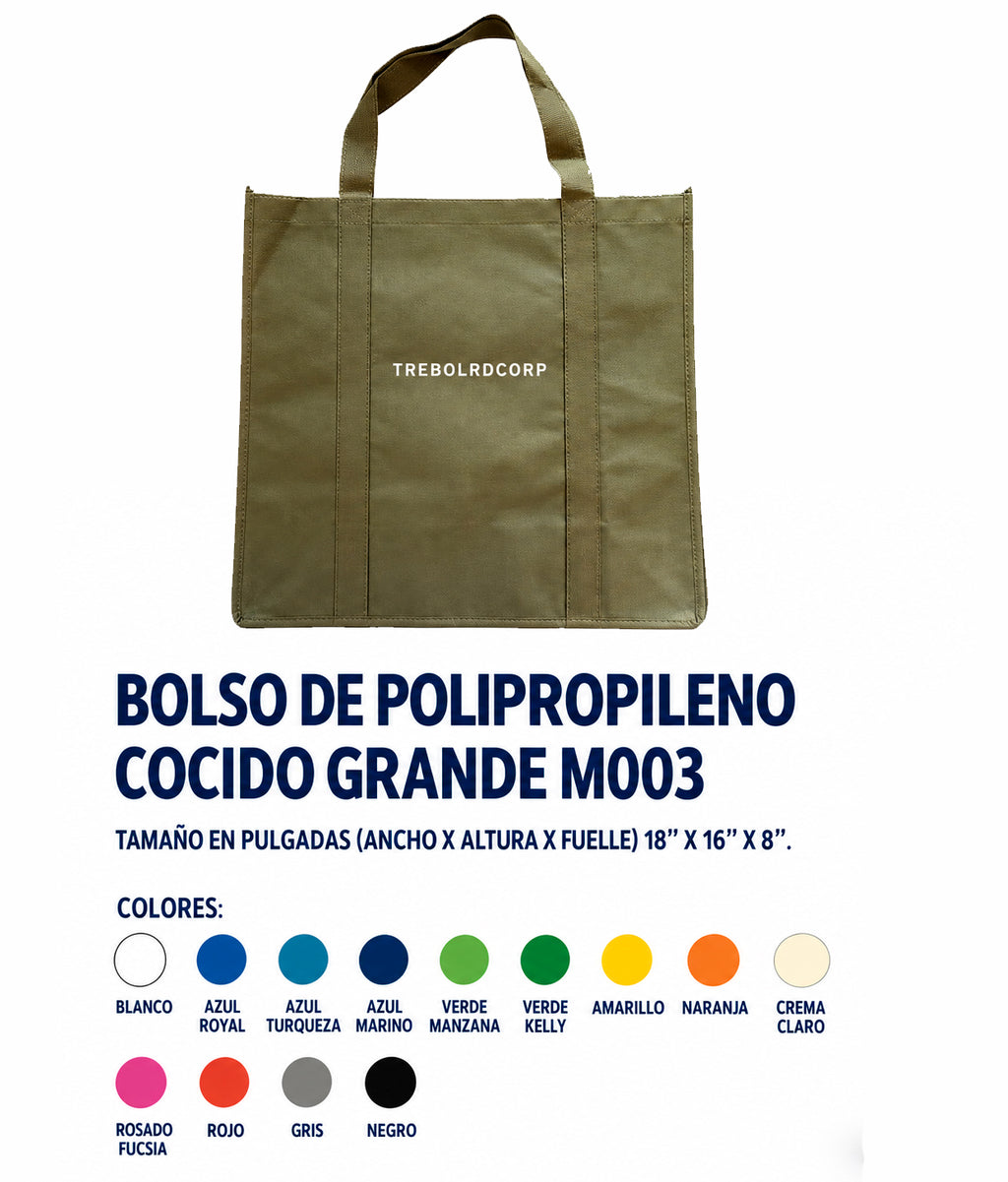 Bolso de Polipropileno Cocido Grande M003 Personalizable