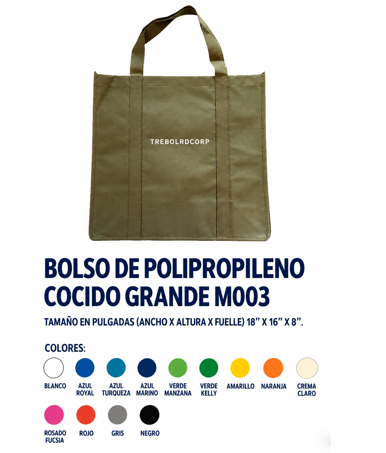Bolso de Polipropileno Cocido Grande M003 Personalizable