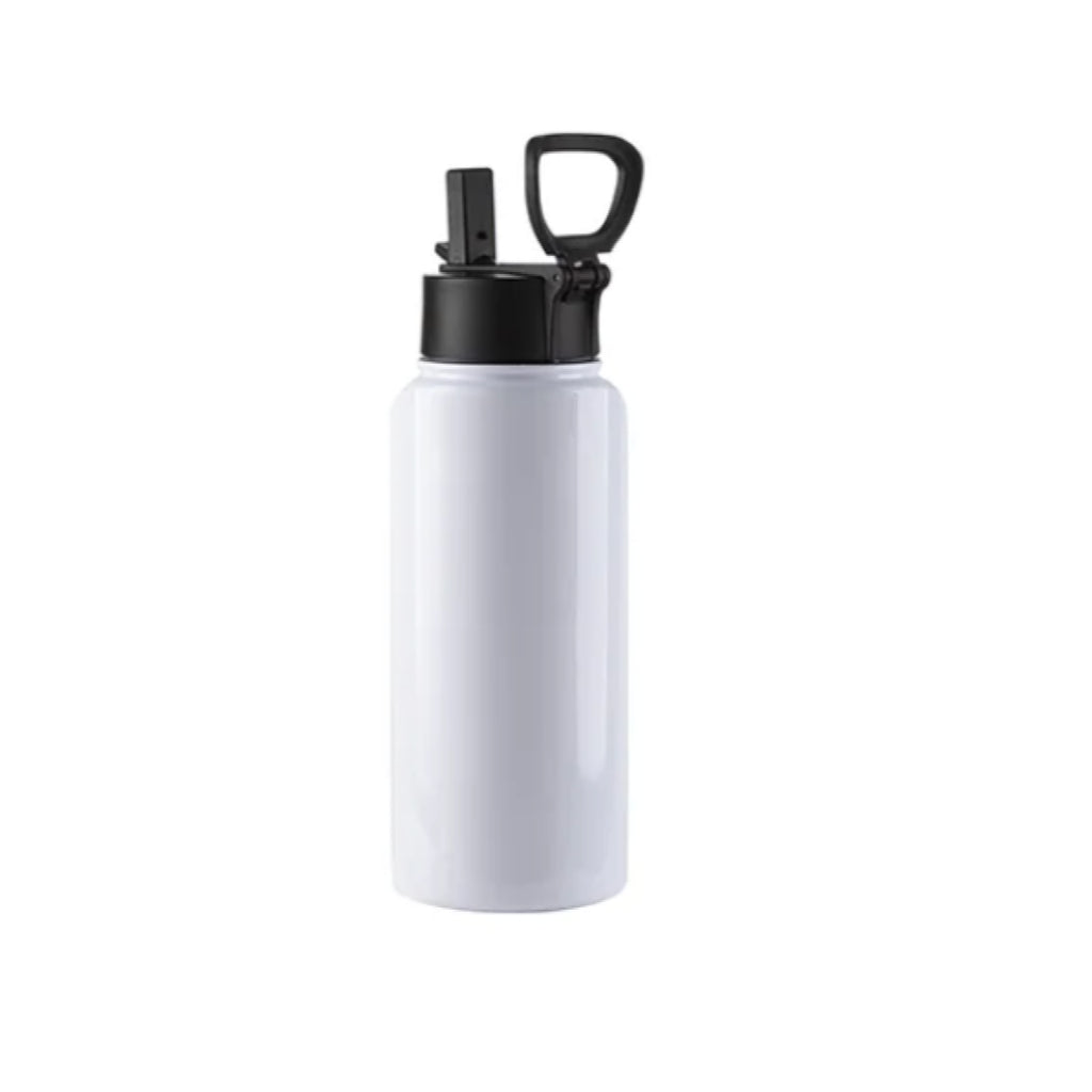 Botella de Agua Blanca de Acero Inoxidable con Tapa Portátil – 32 oz / 950 ml