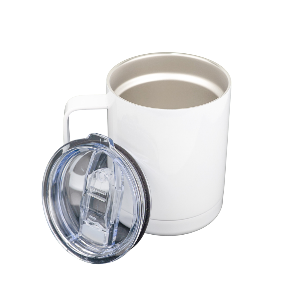 Vaso Blanco de Acero Inoxidable con Tapa Personalizable – 12 oz (360 ml)