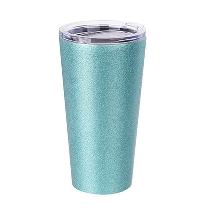 Vaso Glitter Verde Aqua de Acero Inoxidable para Sublimación con Tapa – 16 oz