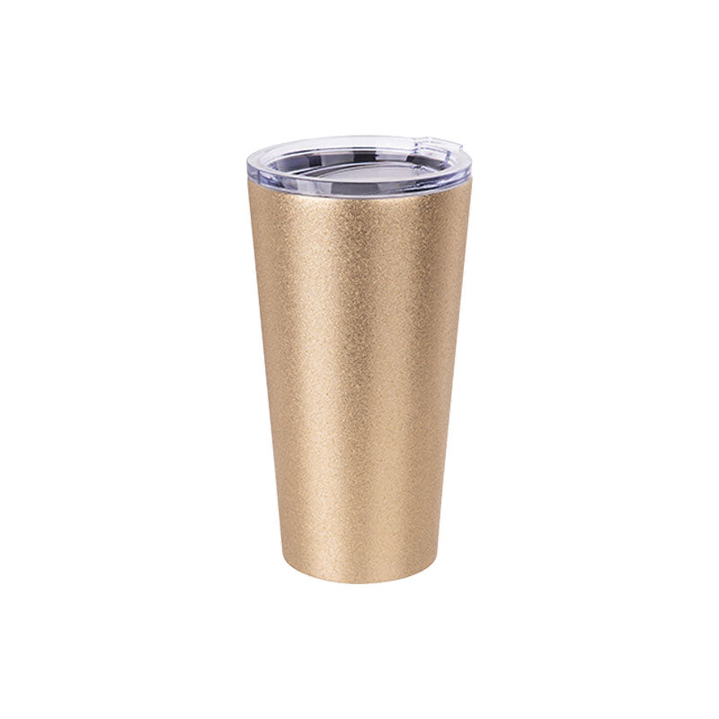 Vaso Glitter Gold Acero Inoxidable para Sublimación 16 oz (473 ml) con Tapa