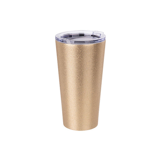 Vaso Glitter Gold Acero Inoxidable para Sublimación 16 oz (473 ml) con Tapa