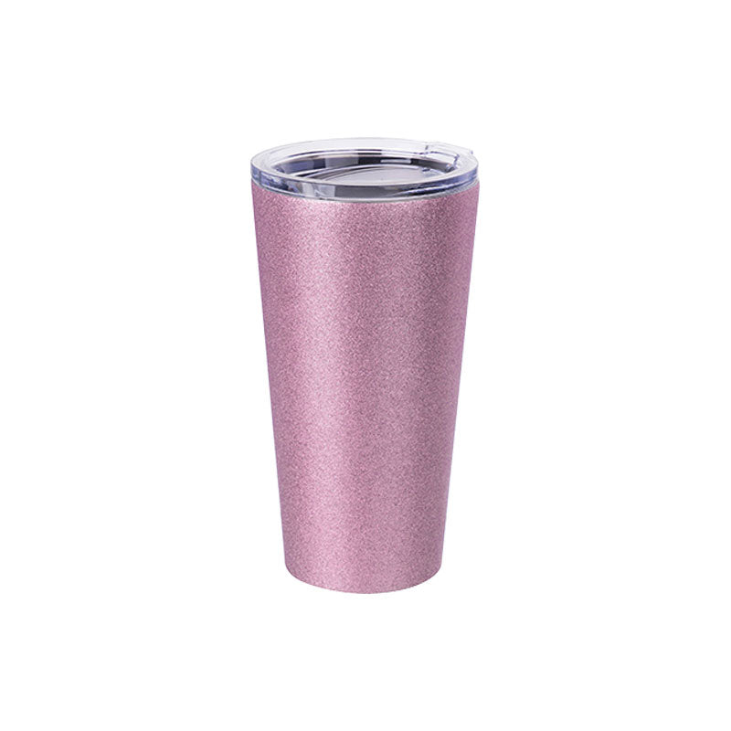 Vaso Glitter Pink de Acero Inoxidable para Sublimación con Tapa – 16 oz