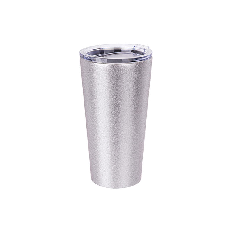 Vaso Glitter Silver Acero Inoxidable para Sublimación 16 oz con Tapa