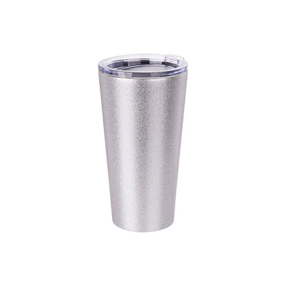 Vaso Glitter Silver Acero Inoxidable para Sublimación 16 oz con Tapa