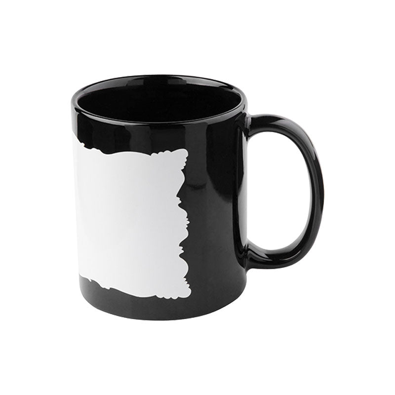 Taza Full Color Negra con Área Blanca para Sublimación – 11 oz