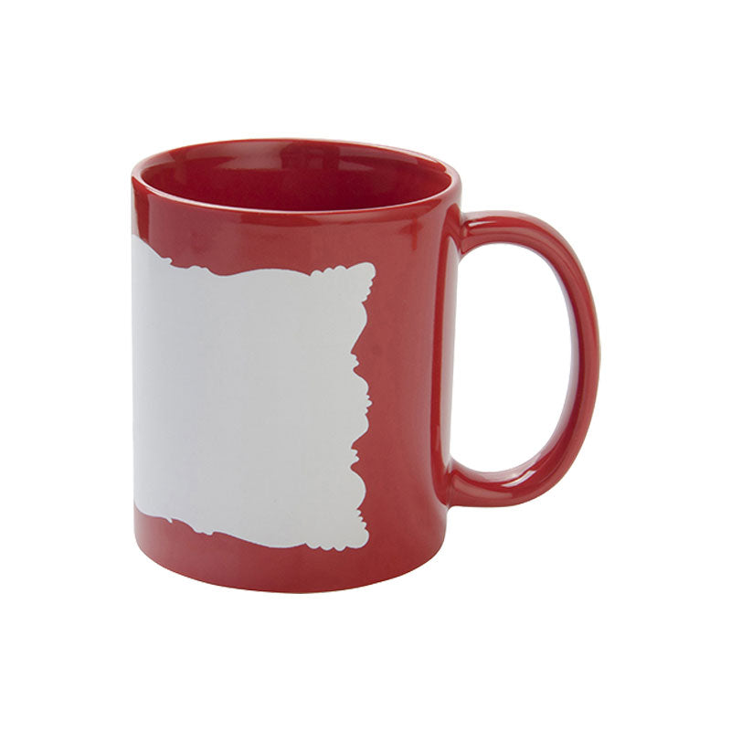 Taza Full Color Roja con Área Blanca para Sublimación – 11 oz