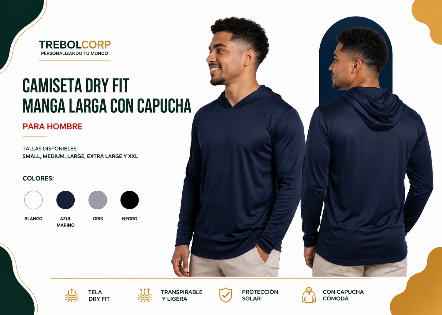Camiseta Dry Fit Manga Larga con Capucha