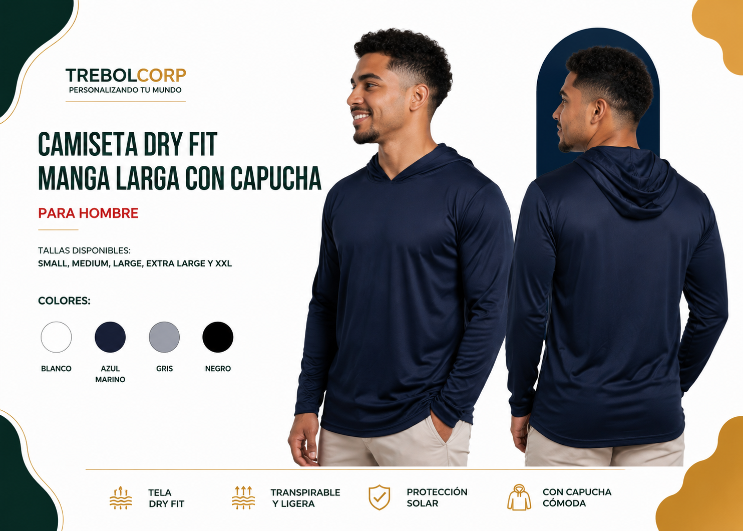 Camiseta Dry Fit Manga Larga con Capucha