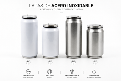 Lata de Acero Inoxidable Personalizable 12 oz y 17 oz