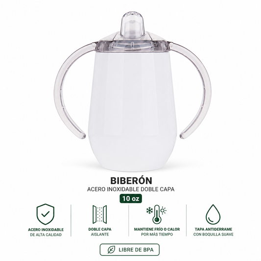 Biberón de Acero Inoxidable Personalizable 10 oz (300 ml) – Doble Capa