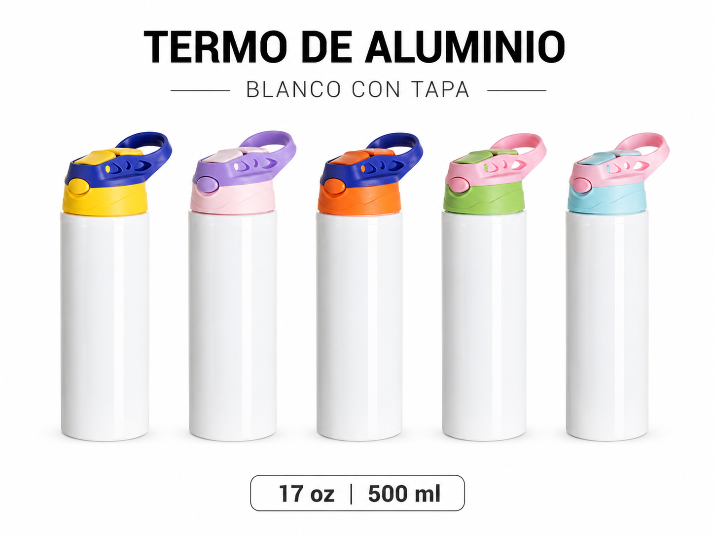 Termo de Aluminio Blanco Personalizable 17 oz (500 ml)