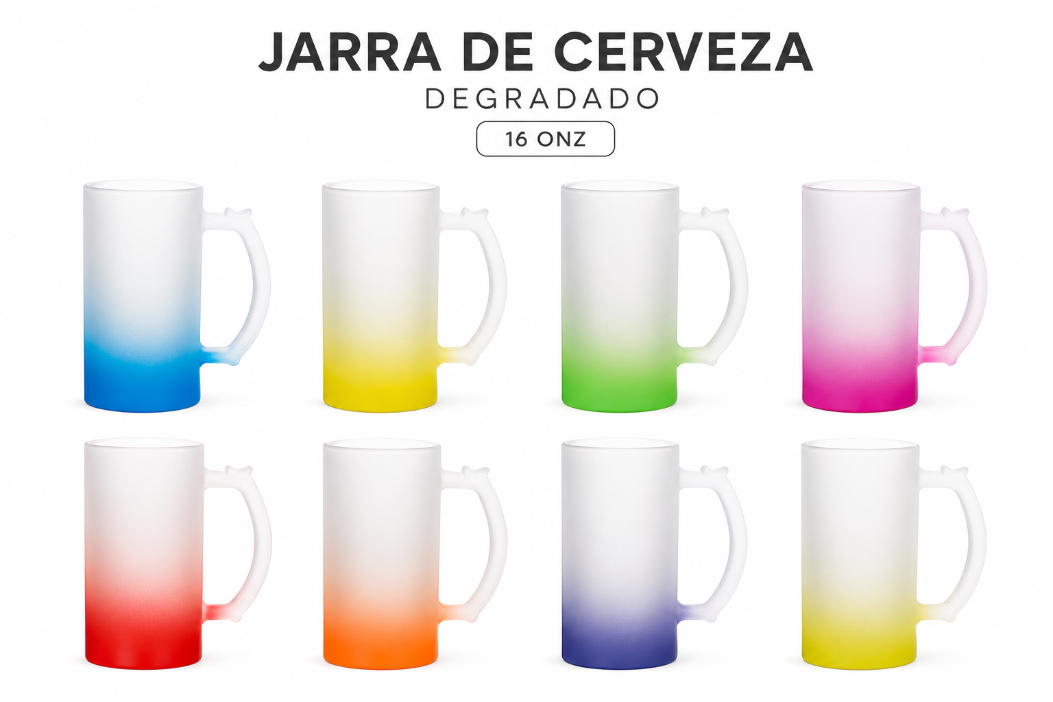 Jarra de Cerveza Degradado Amarillo para Sublimación – 16 oz