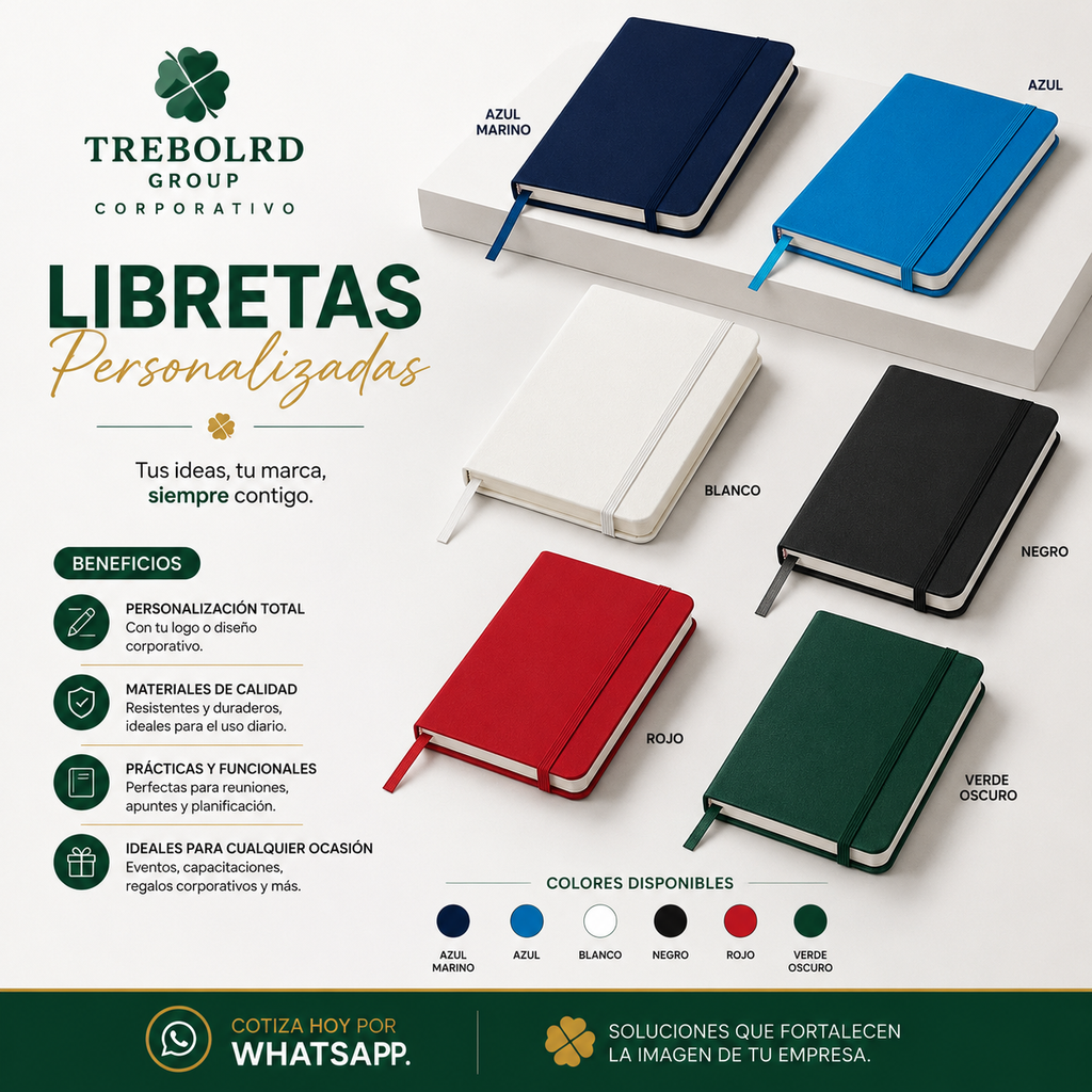 Libretas Personalizadas A6 | Impresión Full Color | Trebolrdcorp
