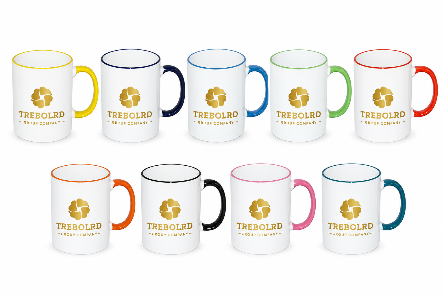 Taza Blanca para Sublimación con Asa y Borde de Color – 11 oz