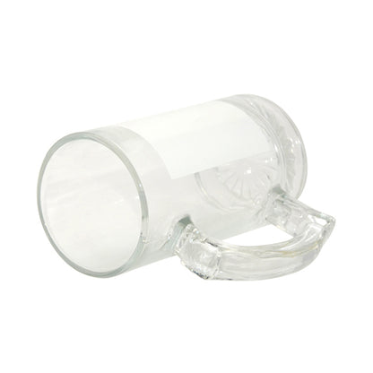 Jarra de Cerveza de Cristal para Sublimación con Parcho – 16 oz (7.8 × 16 cm)