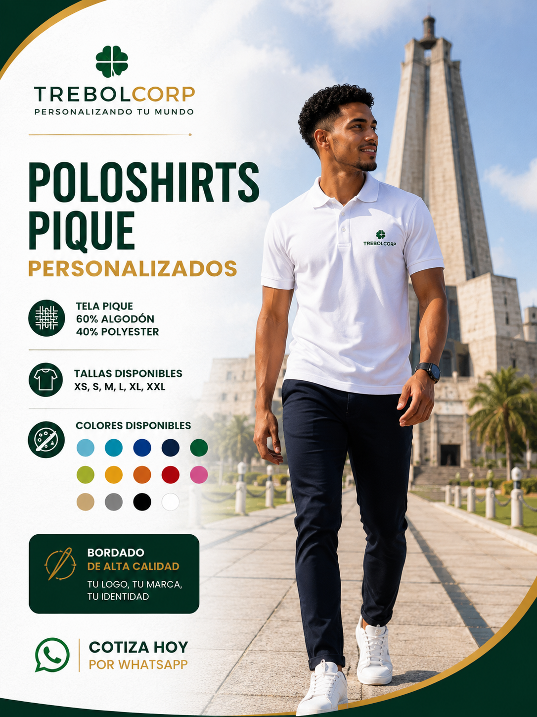 Poloshirt en Piqué 50/40 Personalizado | Bordado, DTF y Sublimación R.D.