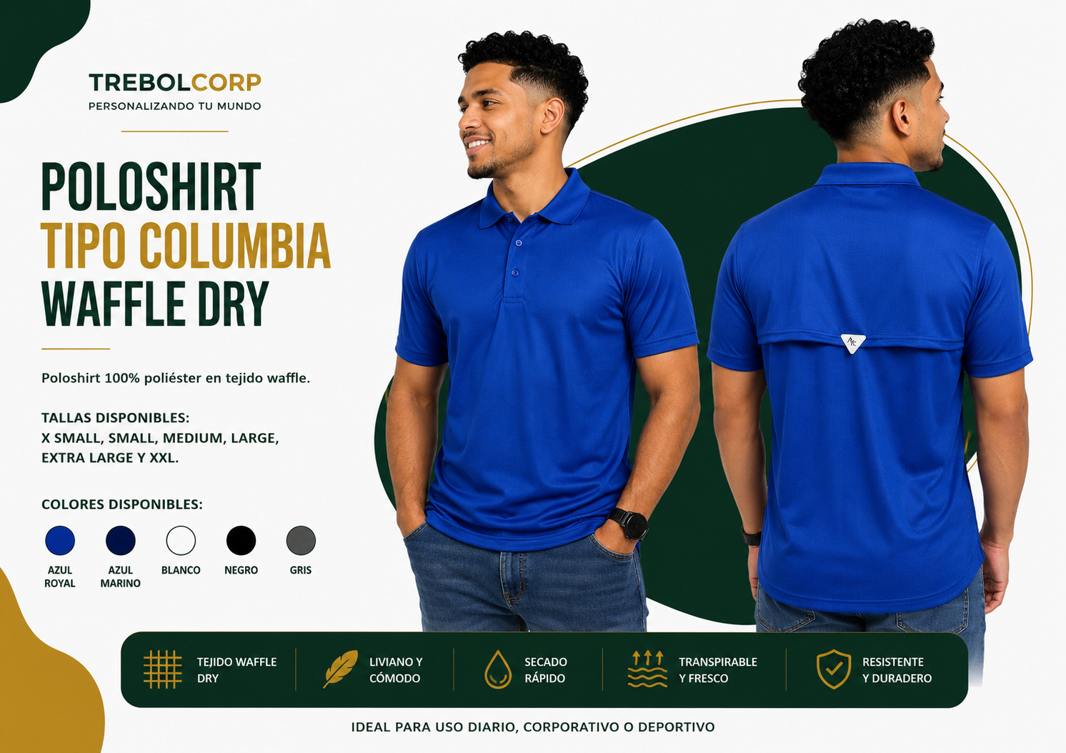 Poloshirt Tipo Columbia Waffle Dry Personalizado | Bordado y Sublimado RD