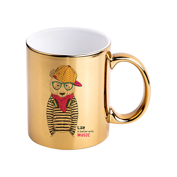 Taza de Cerámica Dorada 11 oz para Sublimación