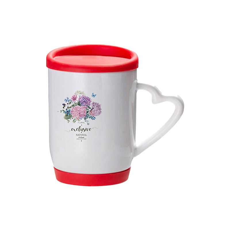 Taza 12 oz / 360 ml con Tapa y Base de Silicón Roja para Sublimación