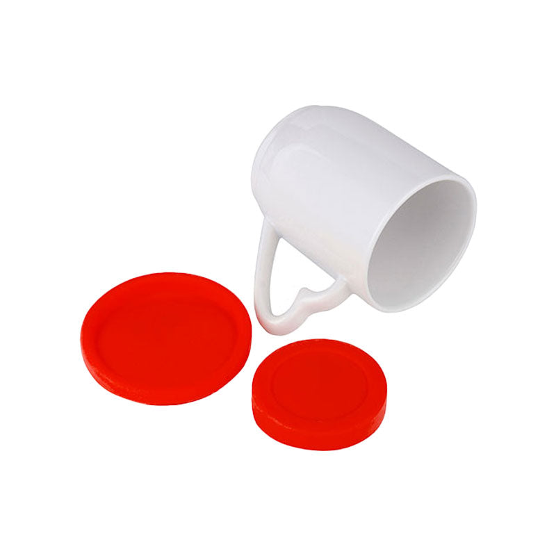 Taza 12 oz / 360 ml con Tapa y Base de Silicón Roja para Sublimación