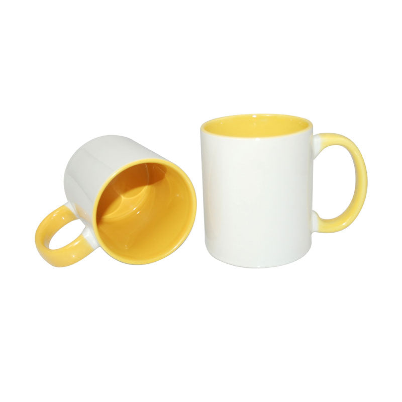 Taza Blanca para Sublimación con Interior y Asa de Color – 11 oz