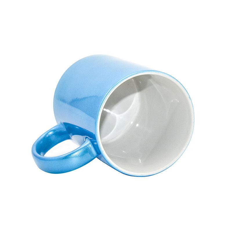 Taza Brillante Metalizada Azul Claro para Sublimación – 11 oz