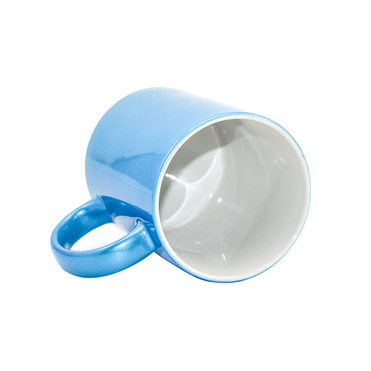 Taza Brillante Metalizada Azul Claro para Sublimación – 11 oz