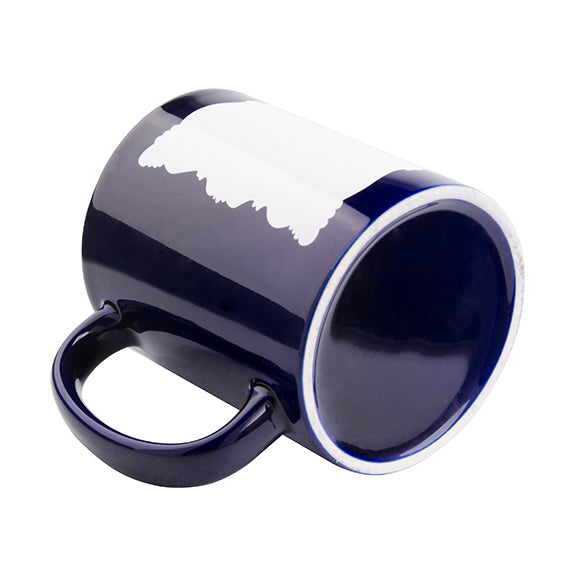 Taza Full Color Azul Oscuro con Área Blanca para Sublimación – 11 oz